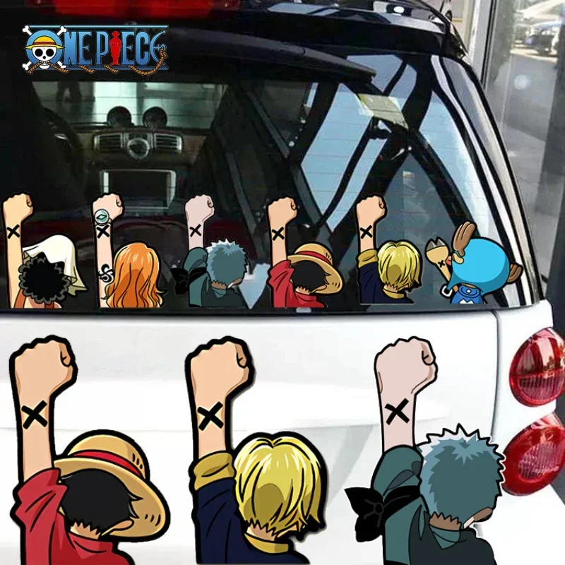 Car Accessories Japan - アニメワンピース車のステッカー漫画ルフィバックコンビネーションクリエイティブリアウィンドウスクラッチ反射防水ステッカーおもちゃ