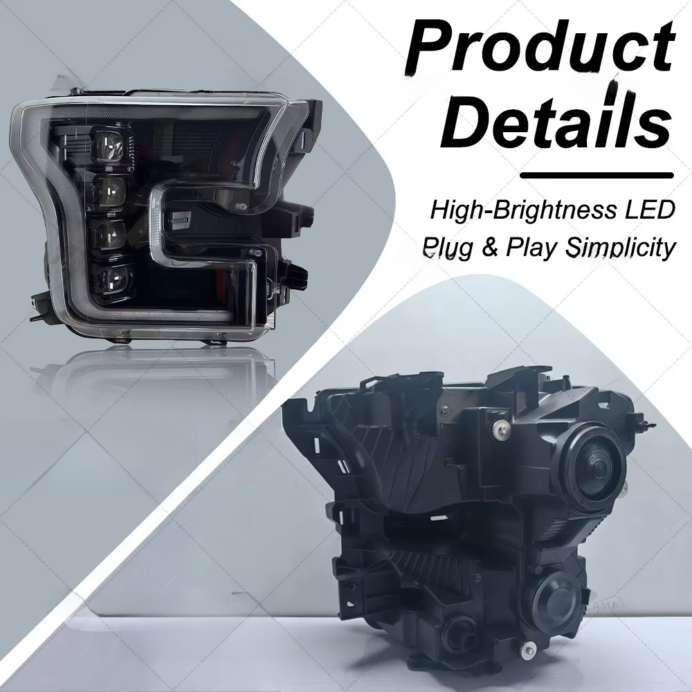 Led Headlight Bulbs - LEDカーヘッドライト、プラグアンドプレイ式、フロントプロジェクターランプ、IP67防水、フォードF150ピックアップ4x4（2015～2017年式）用。