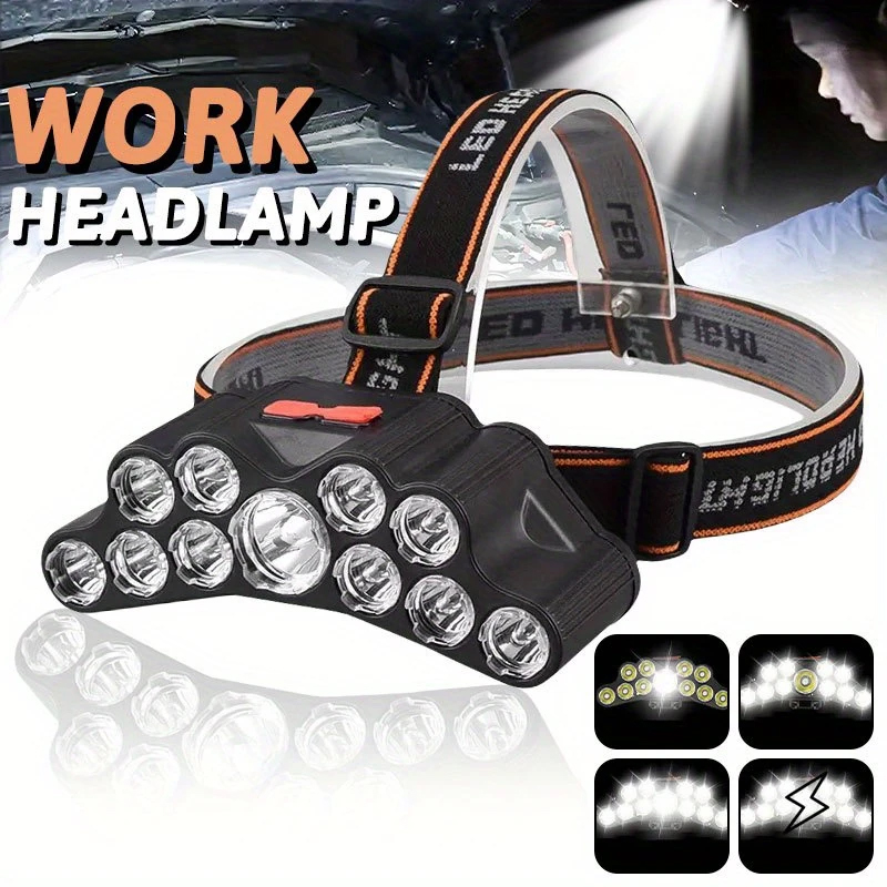 Led Headlight Bulbs - 11 LED ヘッドランプ強力な光ヘッドランプ Type-C 充電式ヘッドライト内蔵 18650