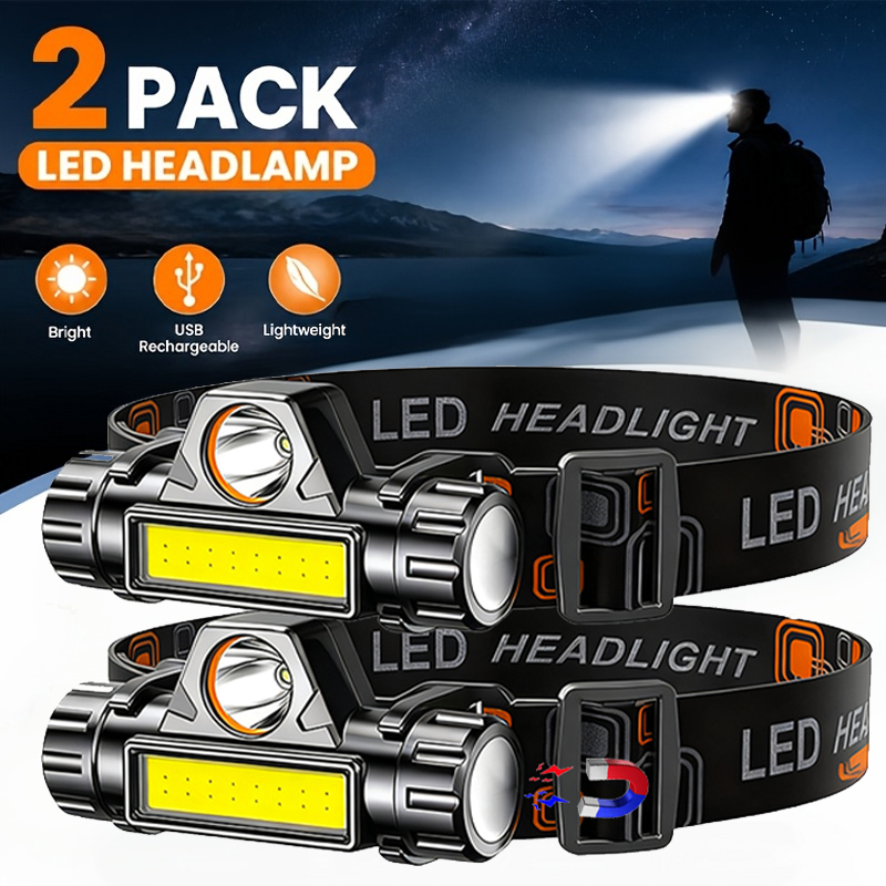Led Headlight Bulbs - 超高輝度 LED ヘッドランプ充電式防水懐中電灯 XPE COB ビーズとテールマグネット付きデュアル光源ワークライト