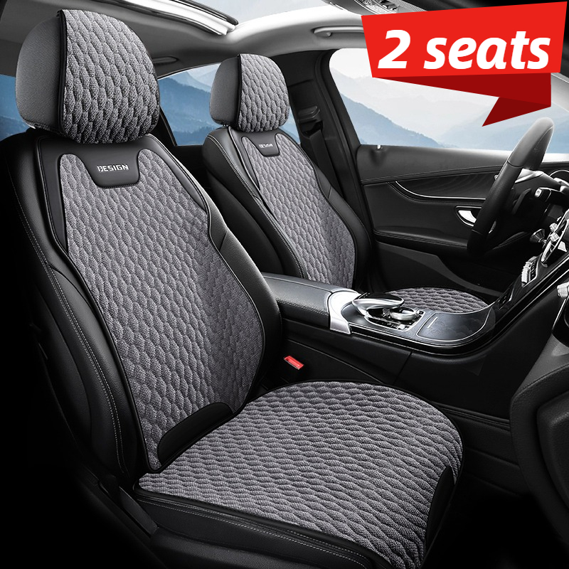 Car Accessories You Must Have - フロント2席用、夏に欠かせない、快適で通気性のあるリネン製カーシートクッションカバー、美しく耐久性がありお手入れが簡単なカーシートクッション、カーシートの装飾と保護アクセサリー、セダン/SUV/ピックアップなどの車のフロントシートに適しており、車愛好家に最適な選択肢、車のオーナーへのギフト。