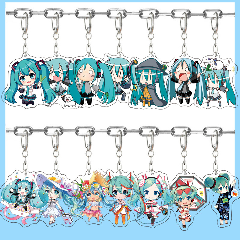 Car Accessories Japan - 初音ミクアニメアクリルかわいいフィギュアバッグチャームキーリングキーホルダーペンダント車友人カップルジュエリーギフトファッション漫画