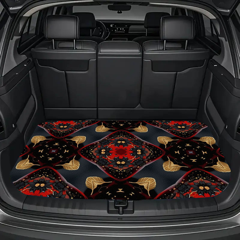 Car Accessories You Must Have - 1枚入りプリントデザインカートランクマット、必須旅行用品、様々な車種に適合するユニバーサルフィット、必須の車内アクセサリー