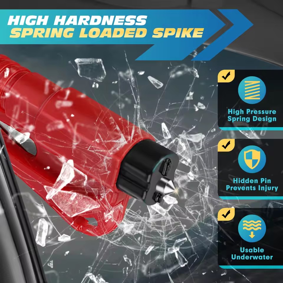 安全ハンマー 車用脱出ツール 3-in-1 窓割り器 シート - Car Emergency Tool Kit のレビューと価格