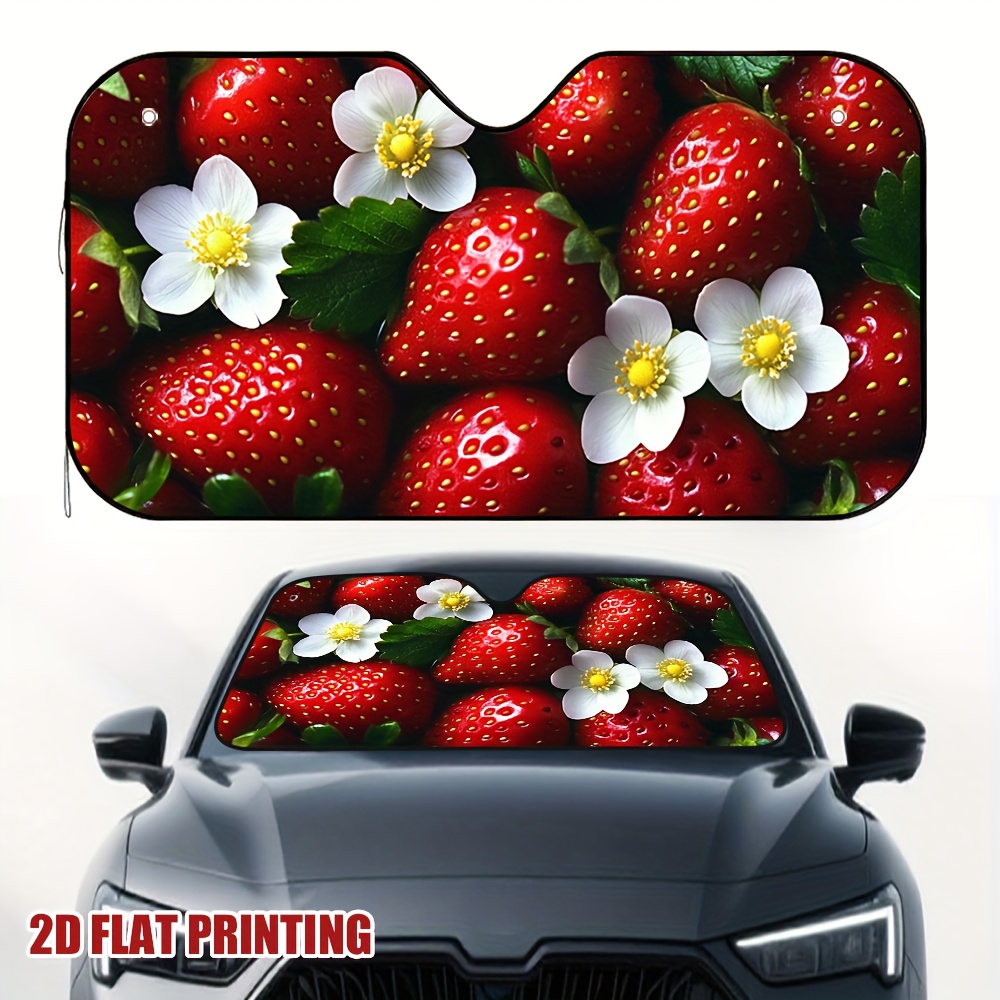 1個入りのイチゴと花のデザインの車用サンバイザー。様々な車種 - Car Accessories You Must Have のレビューと価格