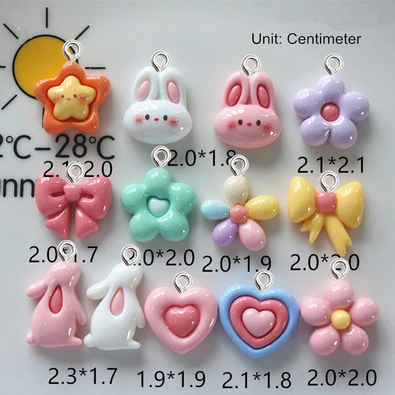 10 個かわいい光沢のある花ウサギ樹脂チャーム、DIY 女性 - Car Accessories For Women のレビューと価格