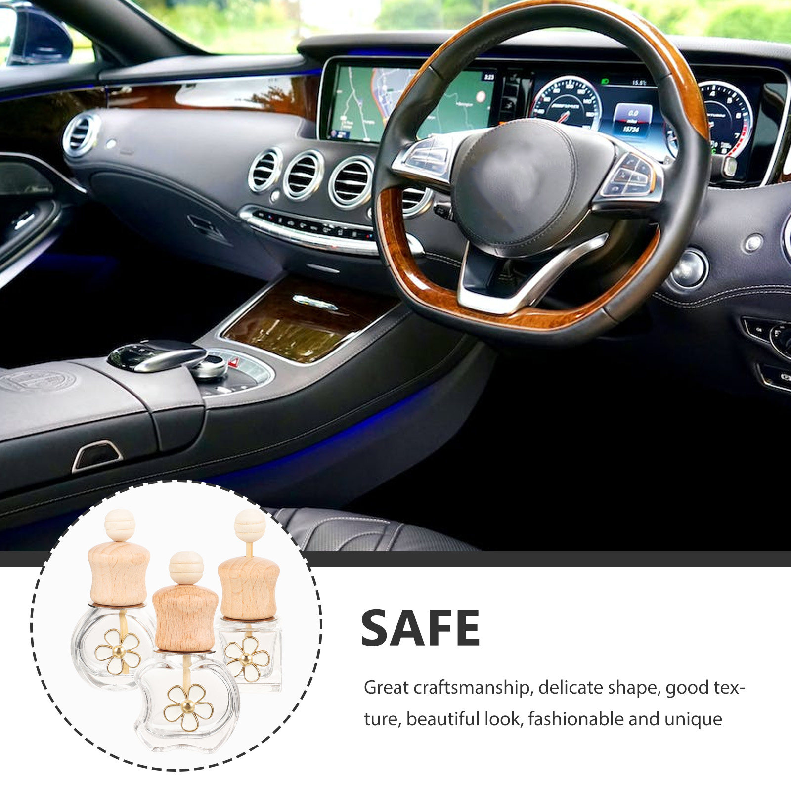 3個入り、繊細なデザインの車用アロマディフューザーボトル。透 - Car Fragrance Diffuser のレビューと価格