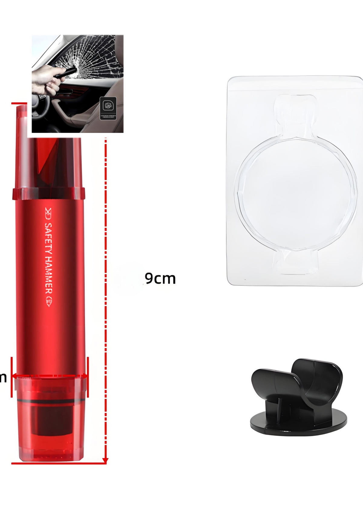 2-in-1 車用安全ハンマー 緊急脱出ツール 窓ガラスブレ - Car Emergency Tool Kit のレビューと価格