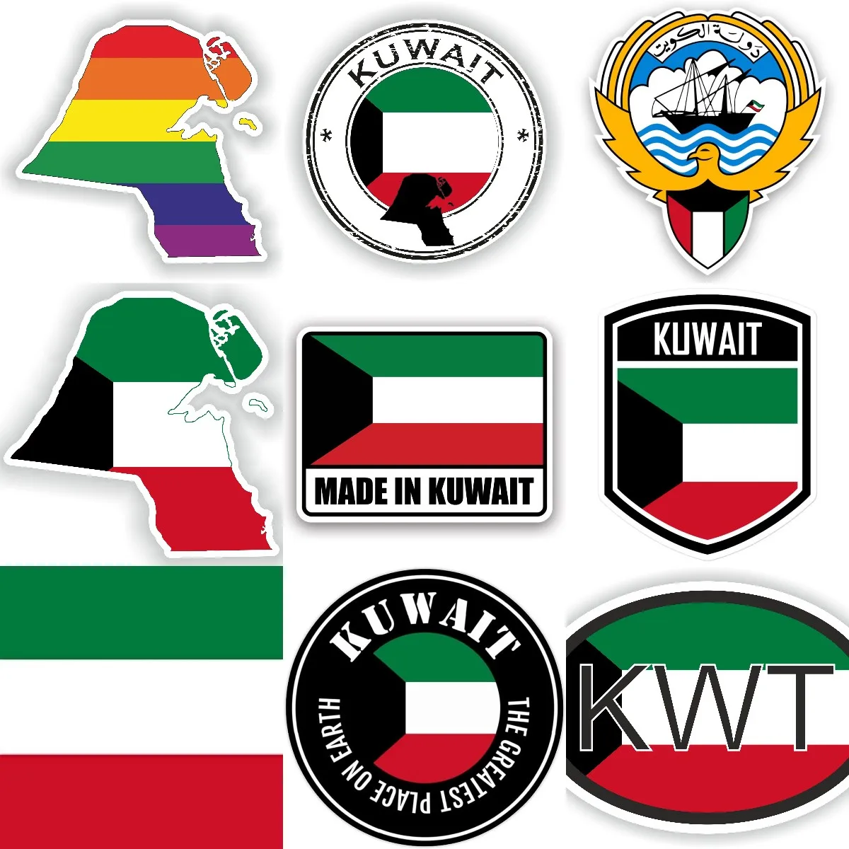 KWT クウェート国旗地図国章クリエイティブ PVC ステッ - Car Accessories Kuwait のレビューと価格